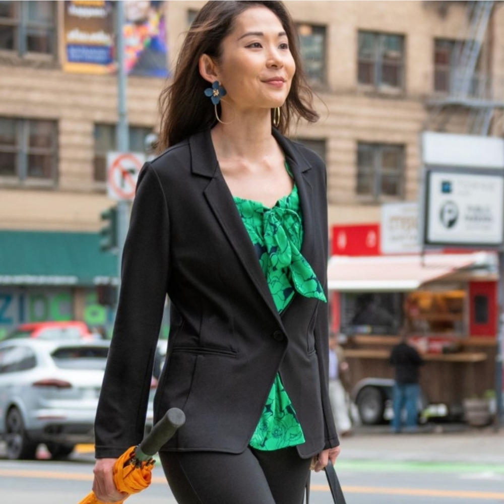 Betabrand Black Transcend Four Way Stretch Blazer